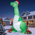 12 ft Christmas Inflatable Green Dinosaur, Christmas outdoor decoration