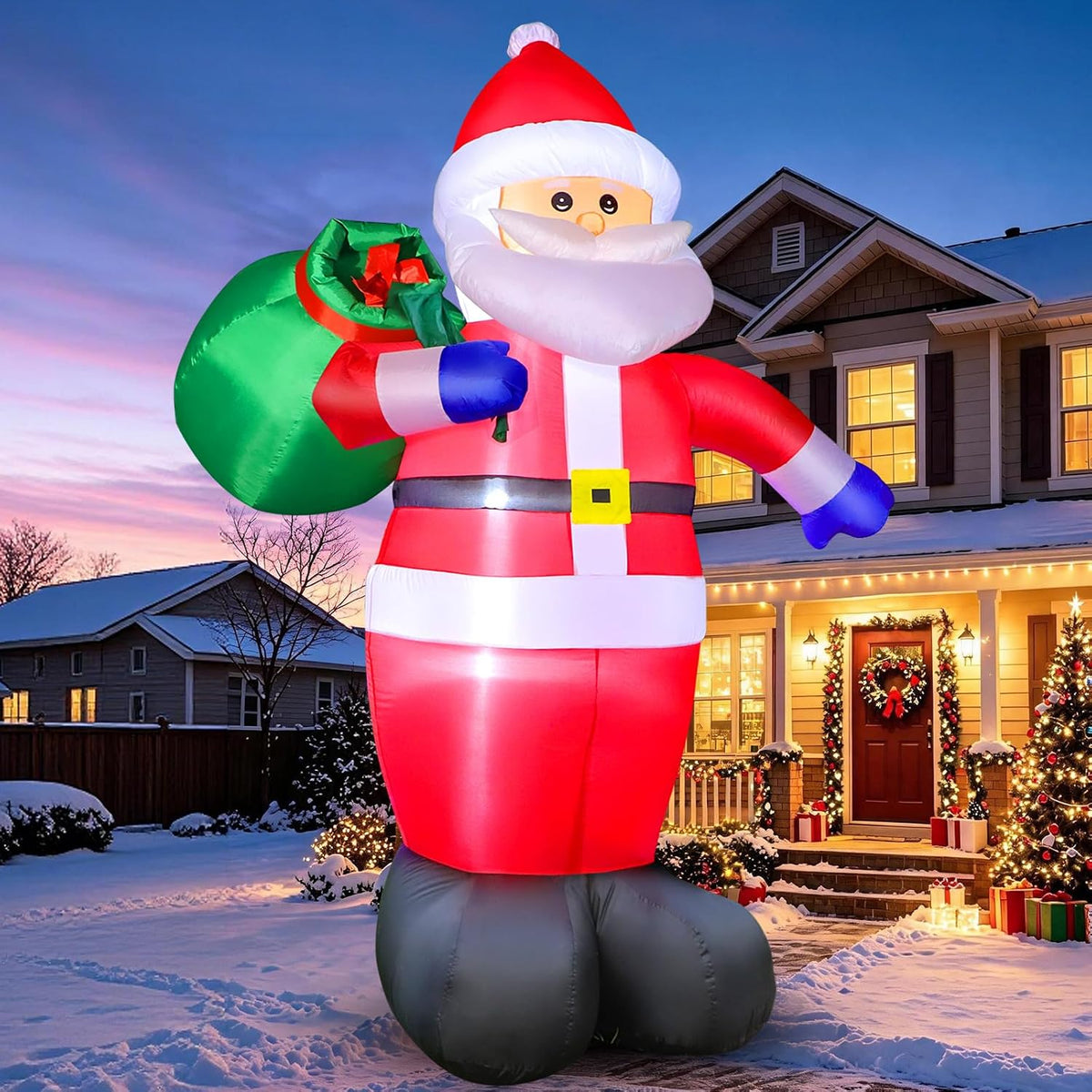 12 ft Inflatable Santa with Gift Bag, Christmas outdoor decoration