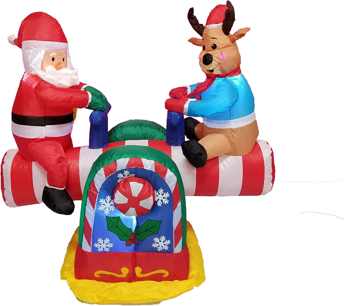 4 ft Animated Santa and Reindeer on Teeter-Totter, Christmas outdoor decoration